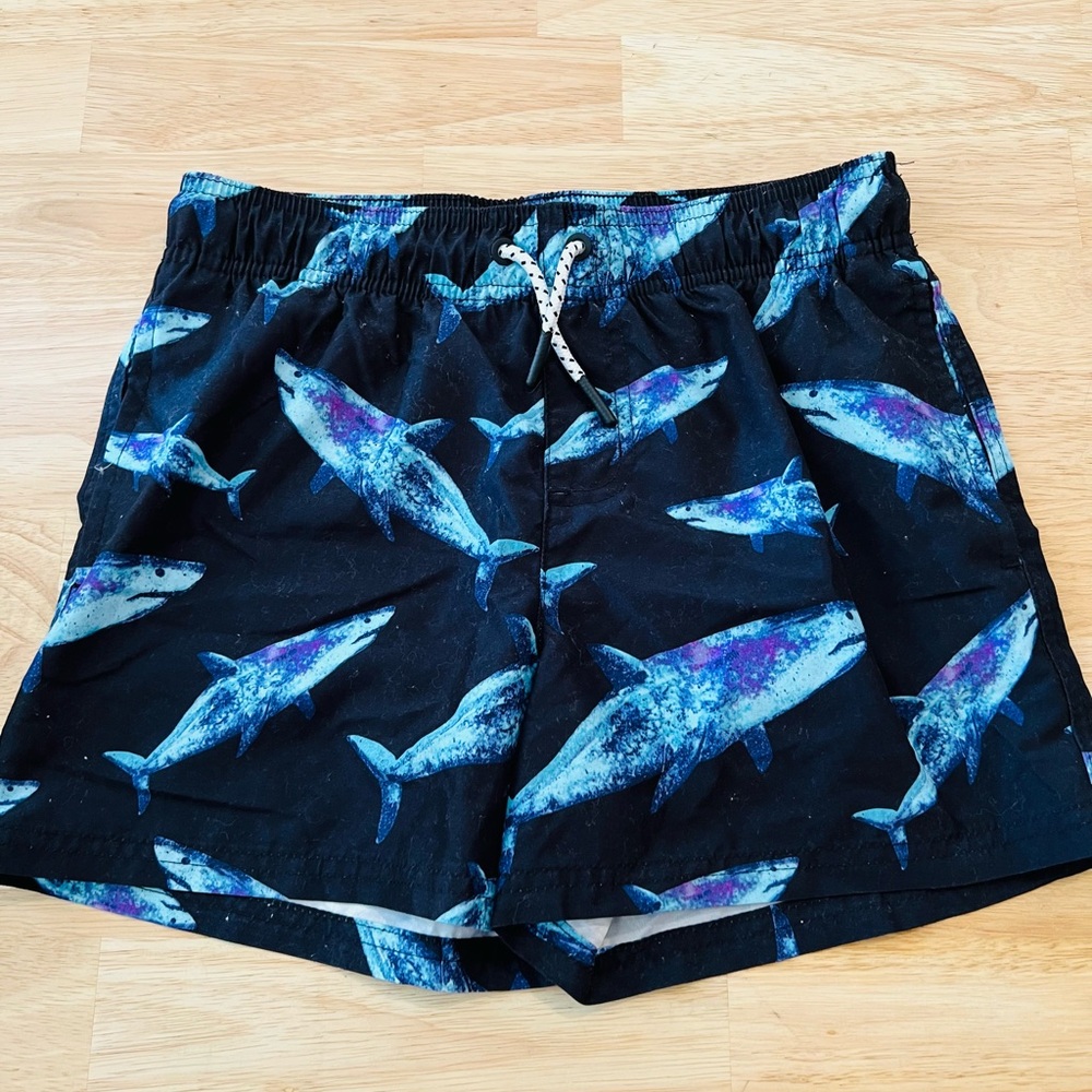 Art Class Boys Shark Print Swim Shorts, (Missing size tag) Size Large